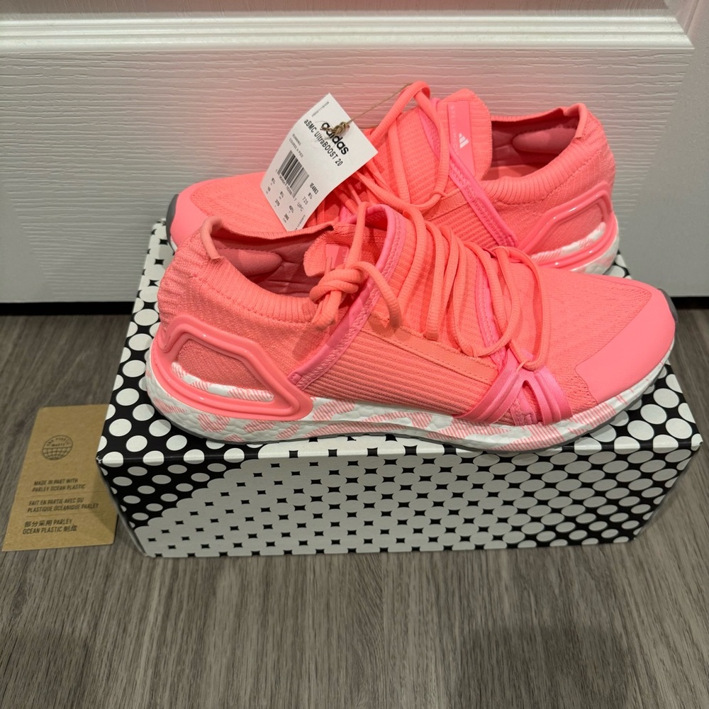 Adidas by Stella McCartney Neon Pink Knit Sneakers